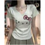 Áo Thun BabyTee Y2k Tay Ngắn In Hình Cổ Tim TUANLECLOTHING Basic Nữ Màu Xám
