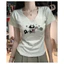 Áo Thun BabyTee Y2k Tay Ngắn In Hình Cổ Tim TUANLECLOTHING Basic Nữ Màu Xám