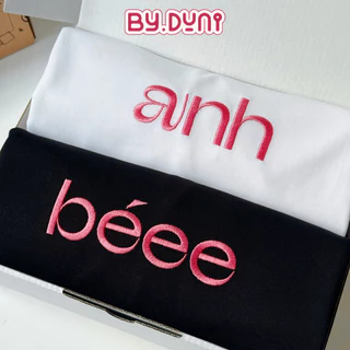 Áo thun THÊU cặp đôi BY.DUNI nam nữ form rộng Local Brand tay lỡ unisex, áo cặp bạn thân ANH BÉEE