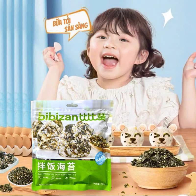 Rong Biển Ăn Liền BIBIZAN, Rong Biển Trộn Cơm, Rắc Cơm Giòn Ngon Siêu Dinh Dưỡng Túi 250 Gram