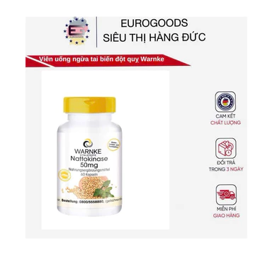 [Hàng Đức] Viên Uống Phòng Ngừa Đột Quỵ tai biến mạch máu não Nattokinase Warnke 50mg 60 Viên