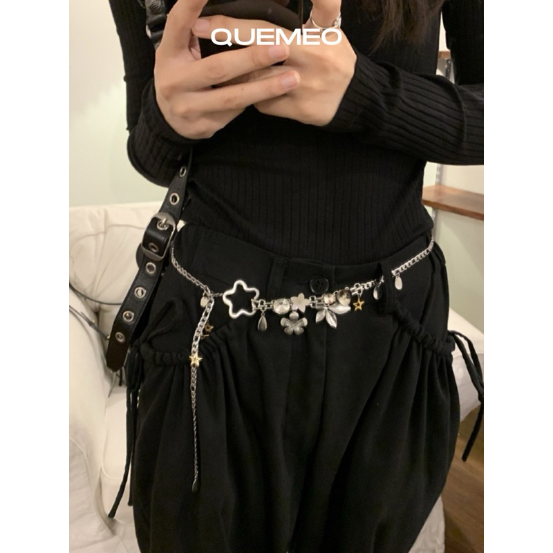 Hỏa tốc Dây đeo eo Kim Loại / Body chain xích hoa thép FLORY Belt mix sao lá thép không gỉ