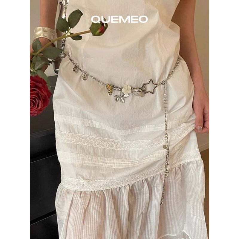 Hỏa tốc Dây đeo eo Kim Loại / Body chain xích hoa thép FLORY Belt mix sao lá thép không gỉ