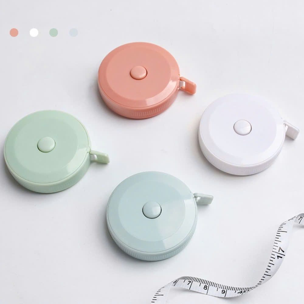 Ảnh Thước Dây Cuộn Mini Thu Rút Tự Động Hộp Tròn 1.5 Mét Đo Eo Vòng Bụng Chiều Cao Tiện Lợi Đo Quần Áo 2