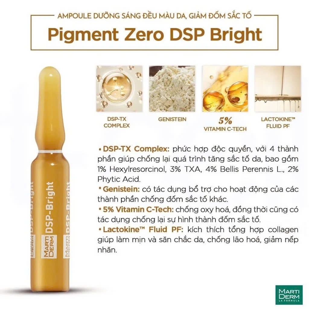 Ampoule Dưỡng Sáng Da Giảm Đốm Sắc Tố MartiDerm Pigment Zero DSP Bright Tây Ban Nha