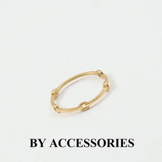 Nhẫn nữ titan kiểu đường line nối ô vuông rỗng mạ vàng 18K không gỉ WR2437 BY ACCESSORIES