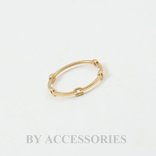 Nhẫn nữ titan kiểu đường line nối ô vuông rỗng mạ vàng 18K không gỉ WR2437 BY ACCESSORIES