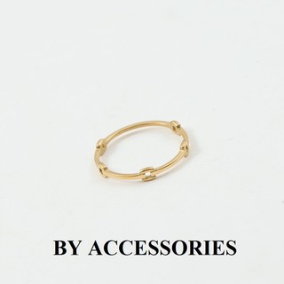 Nhẫn nữ titan kiểu đường line nối ô vuông rỗng mạ vàng 18K không gỉ WR2437 BY ACCESSORIES