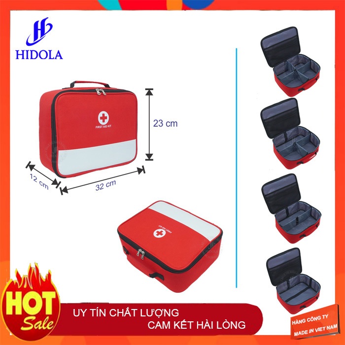 Túi Y Tế Sơ Cứu, Túi Cứu Thương, Túi Đựng Thuốc HIDOLA Cho Cá nhân, Gia đình Nhỏ Gọn Chống Nước 8 LÍT, 9141C