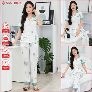 Bộ Pijama SANDBOX Lụa Latin Cao Cấp Mềm Mịn, Họa Tiết Thiết Kế Hoa Phối Màu