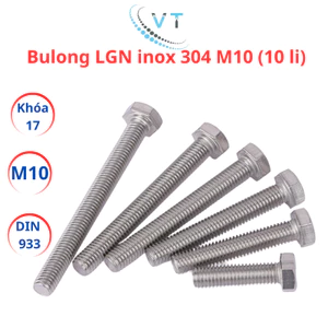 Bulong Lục Giác Ngoài INOX 304 M10 (10 Ly) - Bu Lông Inox Chống Gỉ Sét Đủ Size Dài 20mm Đến 200mm Cao Cấp (Loại Xịn)