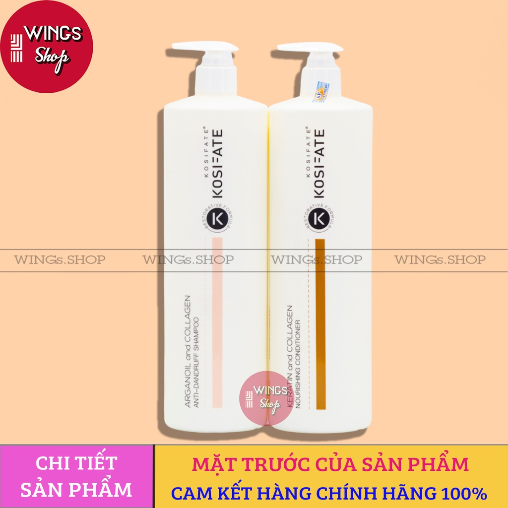 Cặp gội xả dưỡng sinh, phục hồi đa tầng, sạch gàu bổ sung dưỡng chất cho tóc KOSIFATE 1000ml