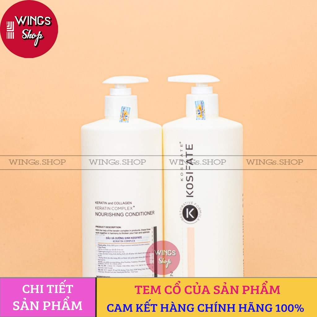 Cặp gội xả dưỡng sinh, phục hồi đa tầng, sạch gàu bổ sung dưỡng chất cho tóc KOSIFATE 1000ml