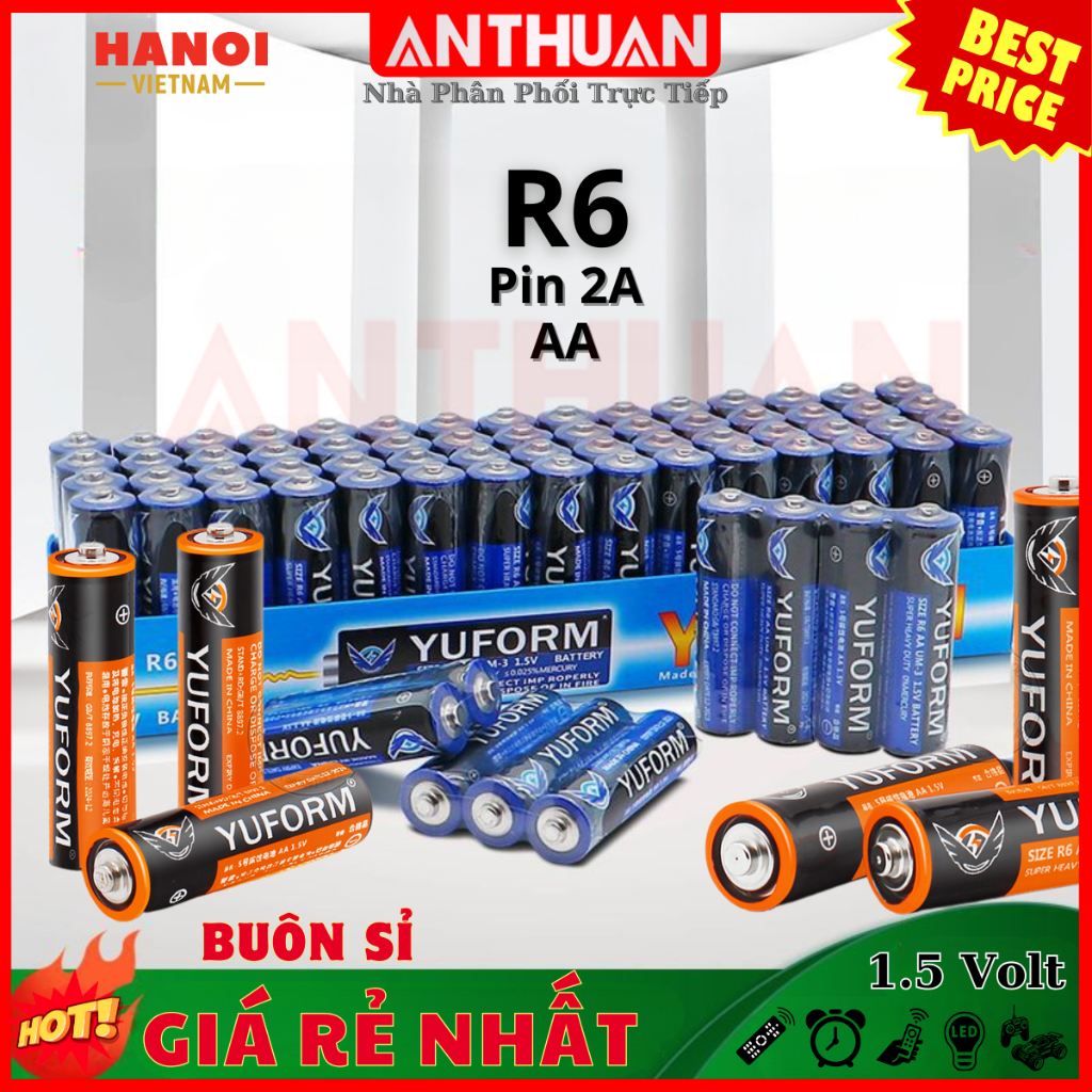 Hộp60 Pin AA R6 UM3 1.5V Pin Tiểu 2A Siêu RẺ chuyên tặng kèm cho đồ ...