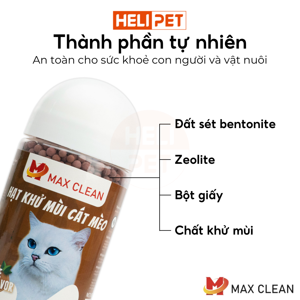 Ảnh Hạt Khử Mùi Cát Mèo, Cát Vệ Sinh Cho Mèo Max Clean - HeLiPet 4