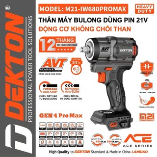 (Thế Hệ ACE) Máy Siết Bulong Pin DEKTON M21-IW680PROMAX Bảo Hành 12 Tháng