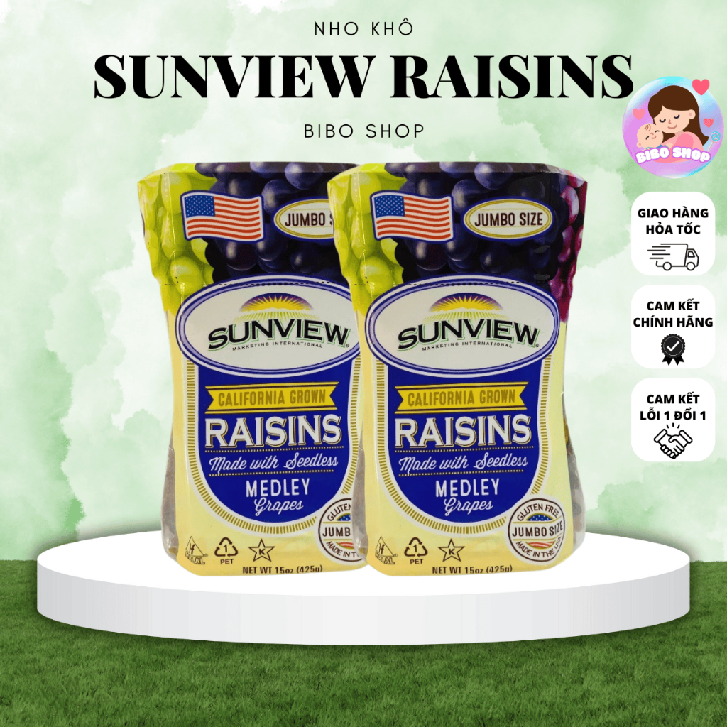 [HSD 12/7/2026] Nho khô Mỹ Sunview Raisins 425G-KHÔNG HẠT- 3 màu giàu ...