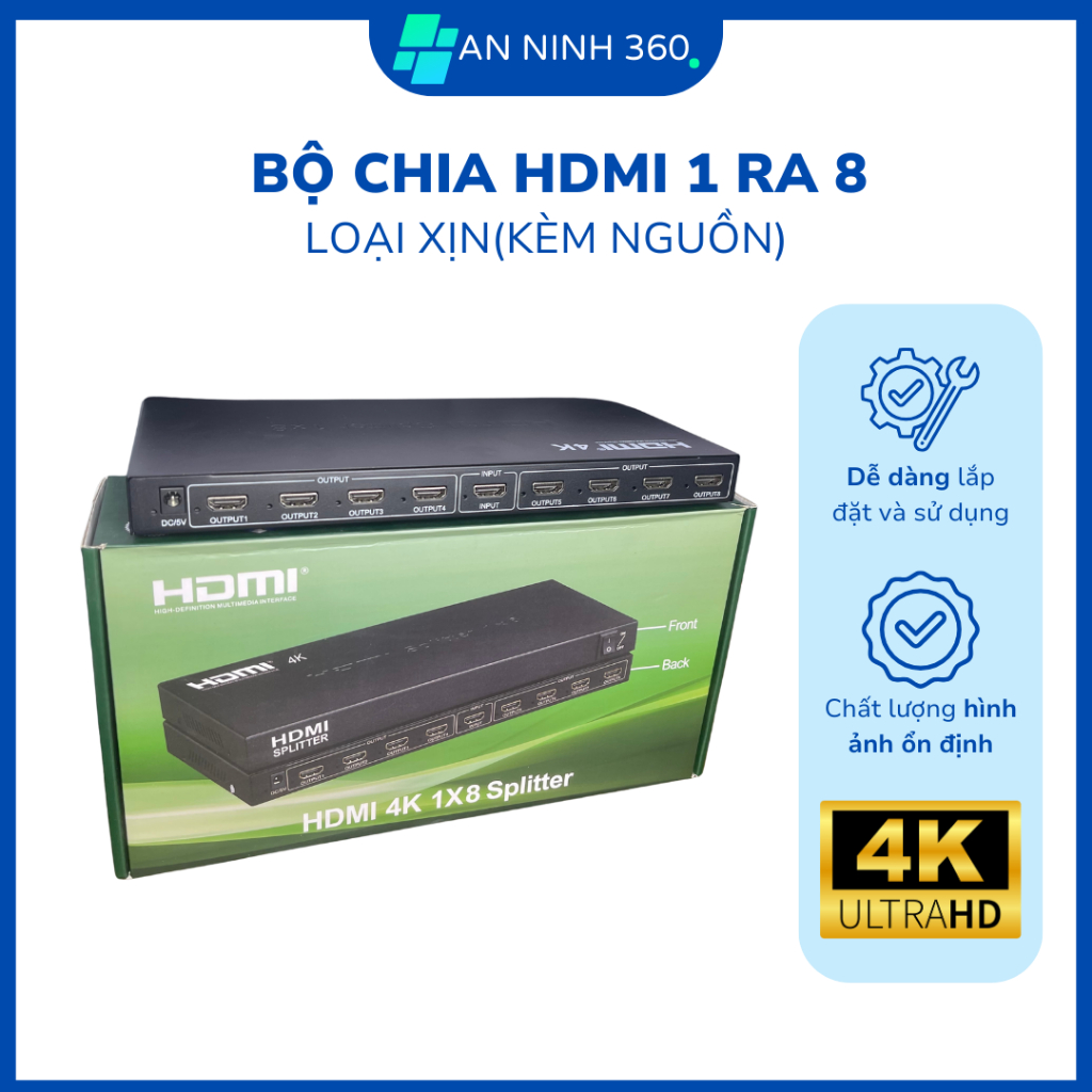 Bộ chia HDMI 1 ra 8 chuyên dụng 4K Ultra HD (Loại Xịn), đảm bảo kết nối ...