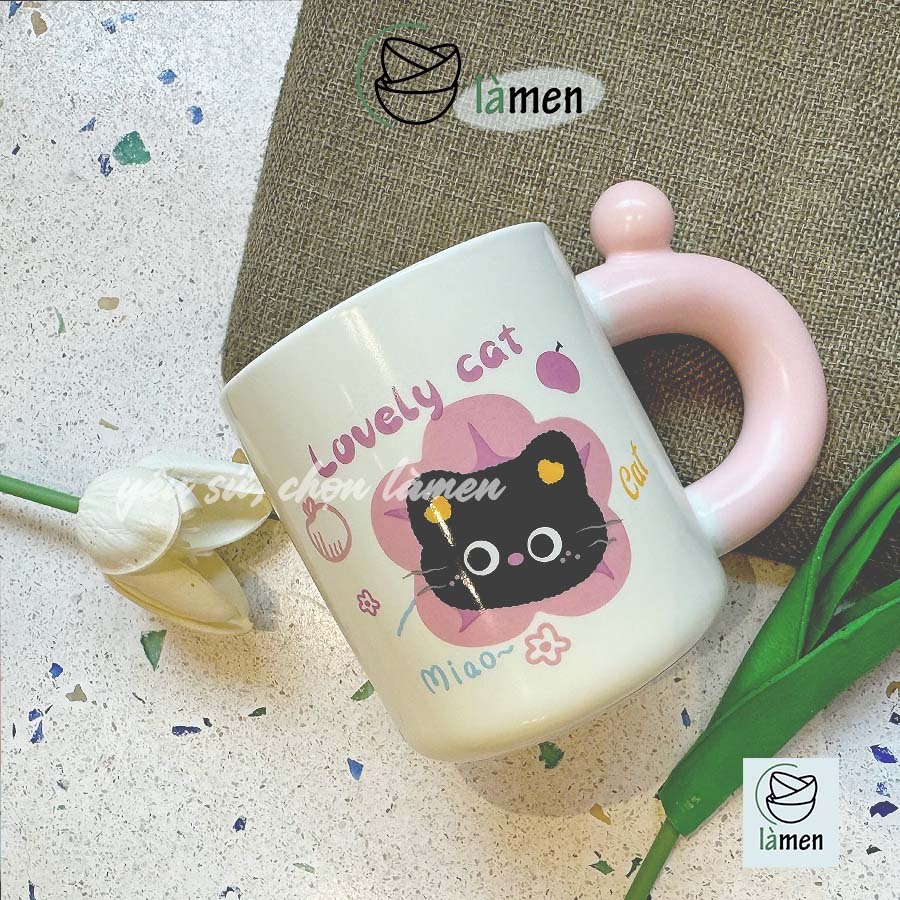 [Màu Ngẫu Nhiên] Cốc Sứ Có Quai Tráng Men Cao Cấp, Ly Sứ In Hình Dễ Thương Làm Quà Tặng CSU019