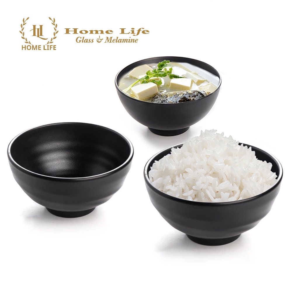 Bát cơm 045S 055S 065S 075 | Tô Khum Đen | Bát đen nhám Melamine A5 Cao ...
