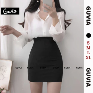Chân Váy CÔNG SỞ XẺ TÀ Nữ Chất Mango Cao Cấp, Chân Váy Thanh Lịch Nhẹ Nhàng Cơ Bản GUVIA CV09