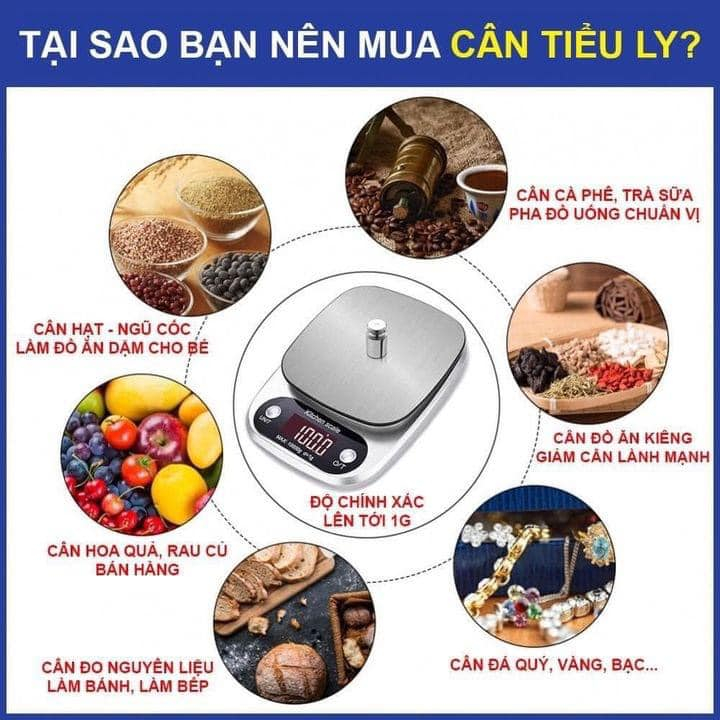 CÂN TIỂU LY INOX CÂN ĐƯỢC TỪ 0.1g - 10KG SIÊU TIỆN LỢI