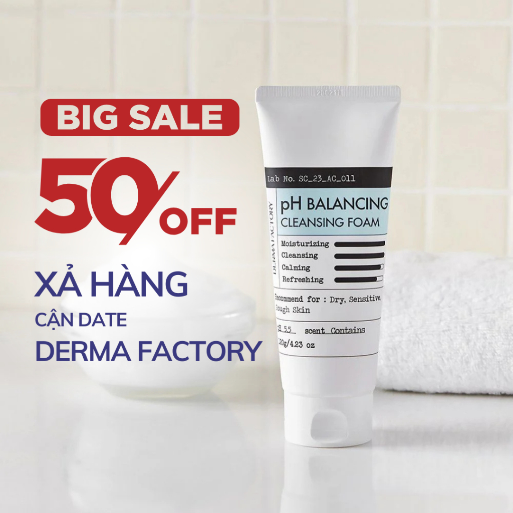 [CẬN DATE DERMA FACTORY ] Sữa rửa mặt nhẹ dịu cân bằng độ pH cho da ...