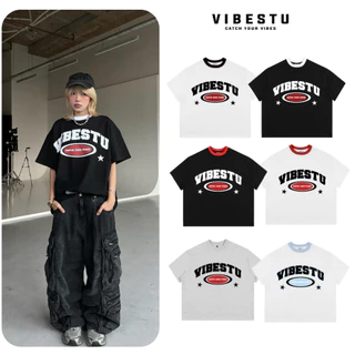 Áo Thun Local Brand VIBESTU " Catch Your Vibes ", Áo Thun Boxy Form Rộng Unisex 250Gsm 100% Cotton
