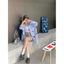 M.H STYLE ORDER Áo sơ mi màu xanh in hình tình yêu nữ mùa xuân 2025 mới rộng rãi giảm béo vừa và dài kem chống nắng