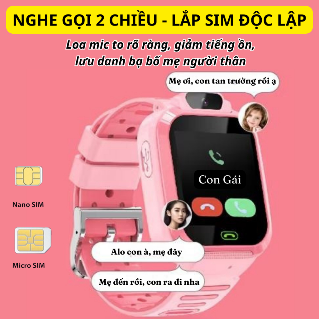 Đồng Hồ Thông Minh Lắp Sim Định Vị 4G _ Q20 cho Trẻ Em Học Sinh, Nge Gọi 2 chiều - Định Vị toàn quốc - pin khoẻ-Siêu Bền