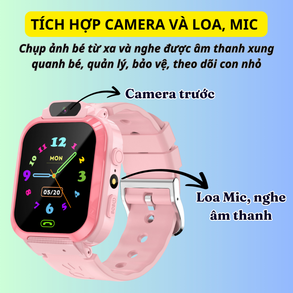 Đồng Hồ Thông Minh Lắp Sim Định Vị 4G _ Q20 cho Trẻ Em Học Sinh, Nge Gọi 2 chiều - Định Vị toàn quốc - pin khoẻ-Siêu Bền