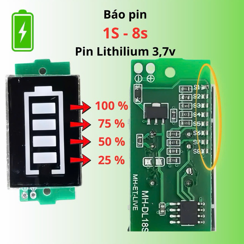 Báo pin 1s đến 8s 3,7v pin lithilium | Shopee Việt Nam