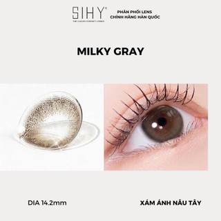 SIHY - Kính áp tròng, Lens Milky Gray màu xám khói, độ cận 0-8 độ, công nghệ hiện đại chống tia UV