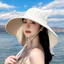 Mũ chống nắng nam nữ vành rộng che gáy có dây rút chất vải cotton mát thời trang