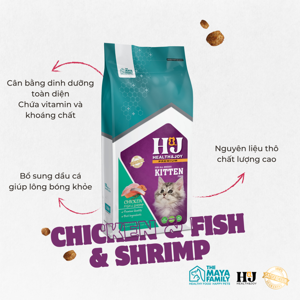Ảnh Thức ăn cho mèo con HJ PREMIUM CHICKEN, FISH, SHRIMP KITTEN - Thịt gà, cá, tôm bao 2kg 3