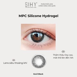 SIHY - Kính áp tròng, Lens [CẬN] Kevil Black màu đen, độ cận 0 đến 6 độ, chống tia UV++