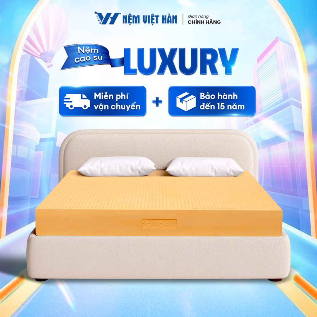 Ảnh Nệm cao su thiên nhiên nguyên khối Việt Hàn Luxury - Đàn Hồi, Êm Ái - Bảo hành 15 Năm 1