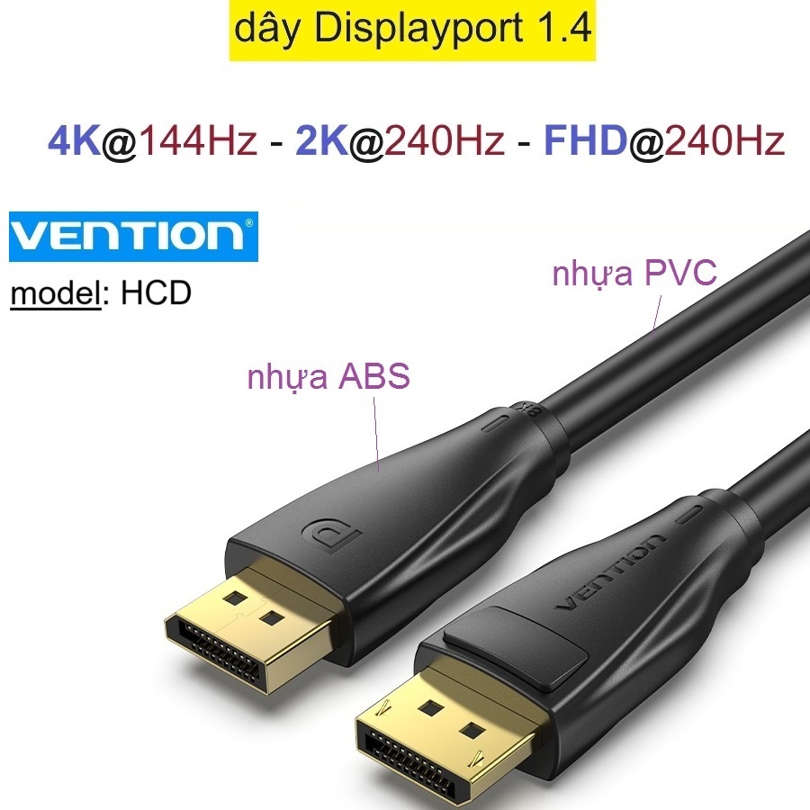 Dây displayport DP 1.4 Vention hỗ trợ độ phân giải 8K@60Hz 4K@144Hz 2K ...