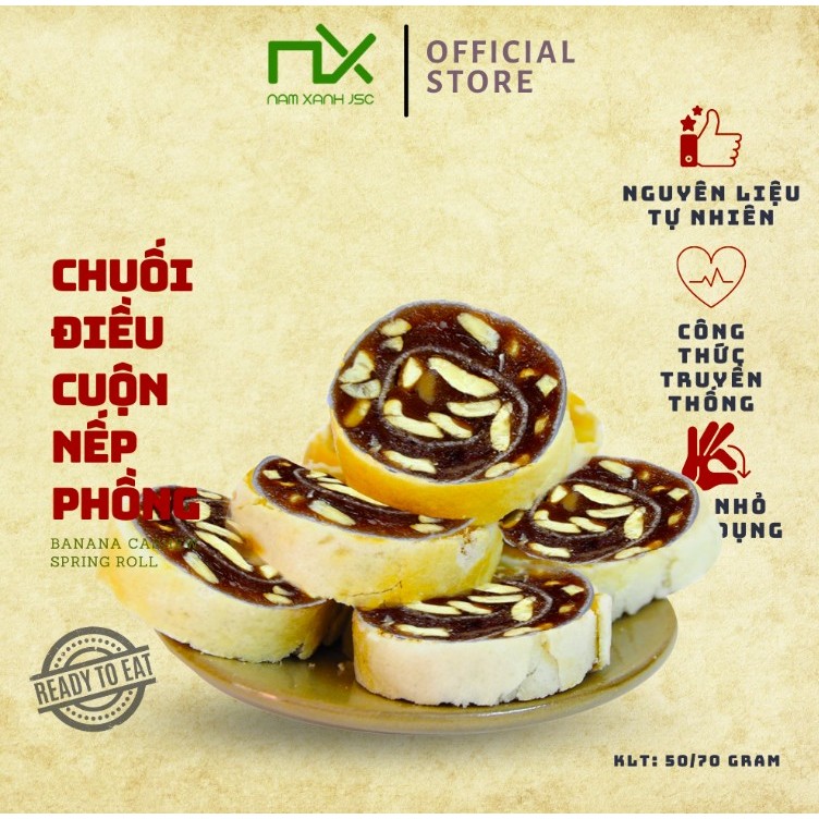 Ảnh Chuối Và Hạt Điều Cuộn Nếp Phồng Nam Xanh 2