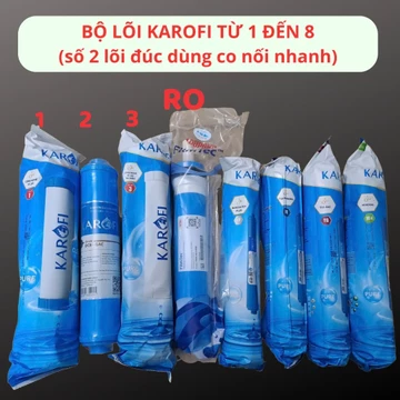 COMBO LÕI LỌC KAROFI 1 ĐẾN 8 (LÕI 2 GAC ĐÚC.MÀNG RO DUPONT MỸ)