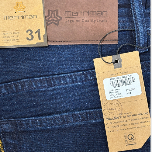 MERRIMAN SALE - Quần Jean Nam Cao Cấp Màu Đen, Denim, Navy, Form Slim Fit Trẻ Trung Bền Màu