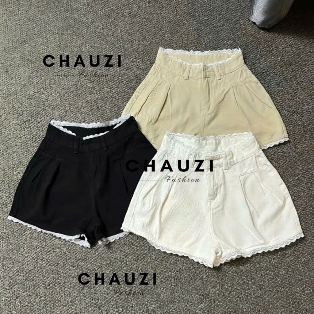 [MỞ BÁN]QUẦN SHORT JEANS ĐÙI NỮ LƯNG CAO PHỐI REN LƯNG MÀU TRẮNG ĐEN KEM SIÊU CÁ TÍNH XỊN SÒ QS890