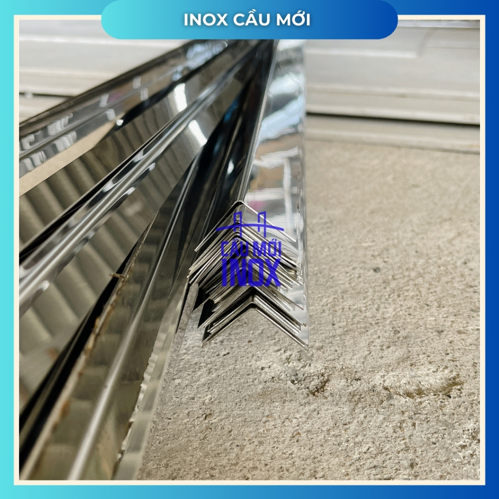 Nẹp V inox 304, kích thước 10mm, 15mm, 20mm, 25mm, 30mm, 40mm, độ dày 0.6mm, 0.8mm, 1mm, uy tín