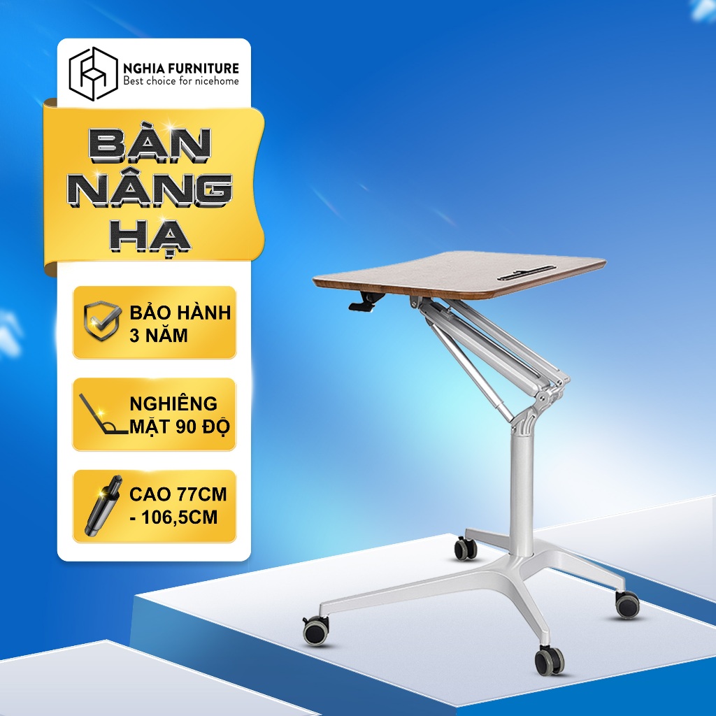 Ảnh Bàn làm việc gấp gọn Nghia Furniture - Nâng hạ và nghiêng mặt bàn di động thông minh 1