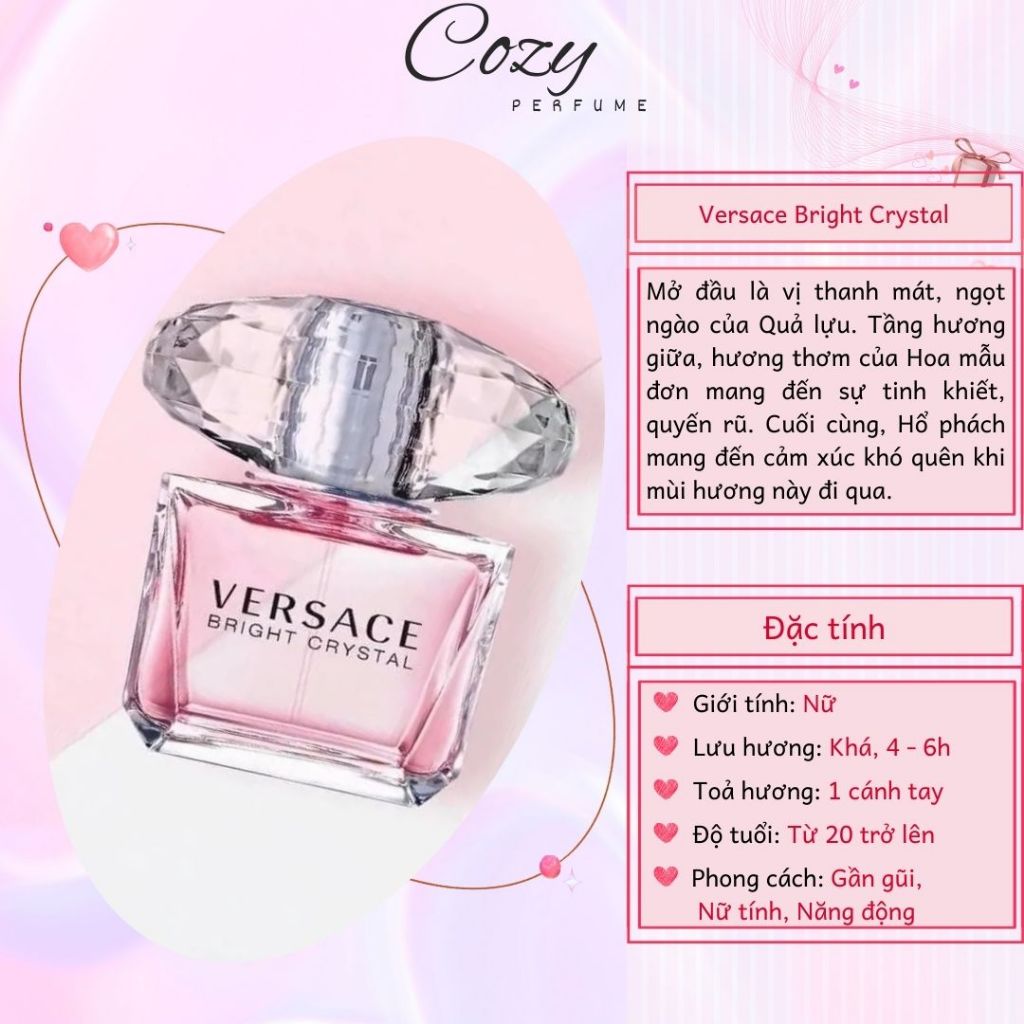 Nước hoa nữ Versace Bright Crystal Chiết 5ml/10ml Hương thơm Nữ tính, Năng động - Cozy Perfume