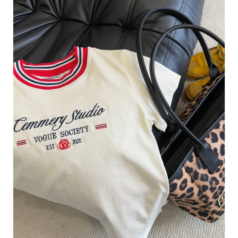 Áo Baby Tee CEMMERY Local Brand Chính Hãng Bloom Baby Tee Cotton 2 Chiều Cổ Dệt Màu Cream