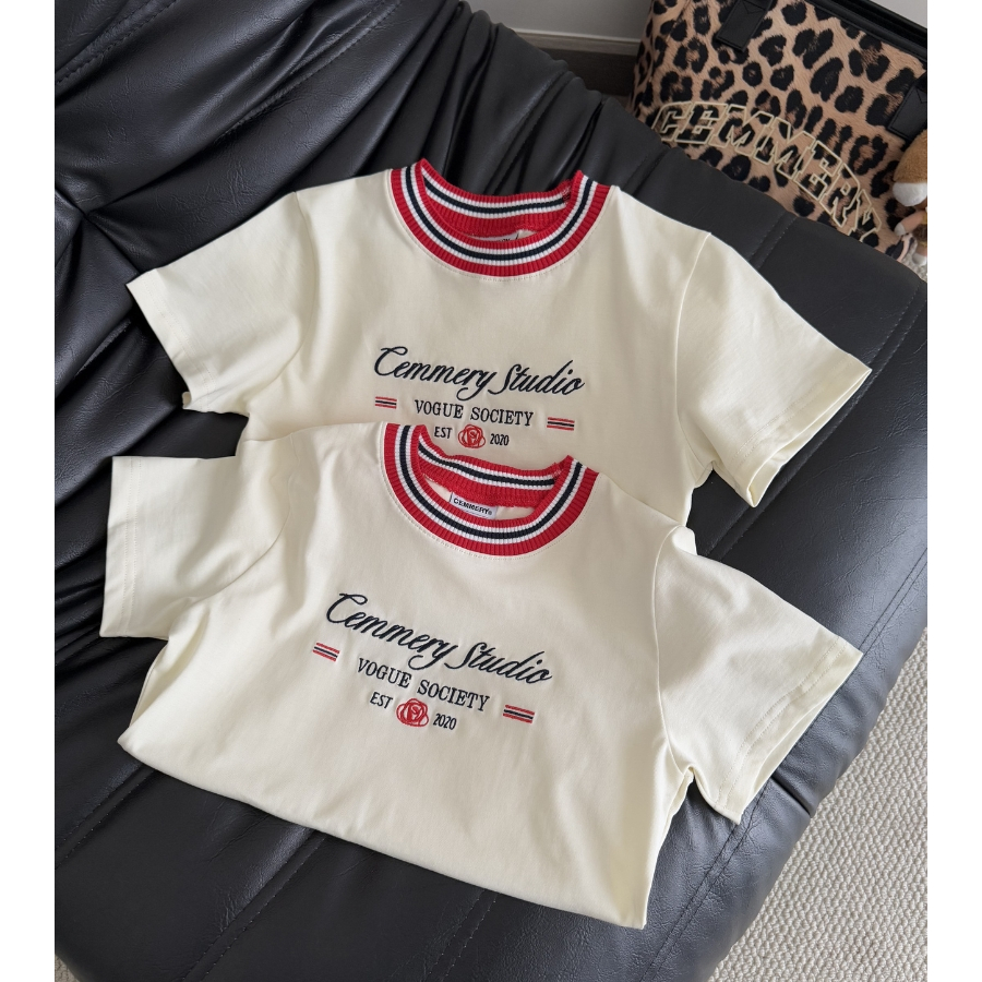 Áo Baby Tee CEMMERY Local Brand Chính Hãng Bloom Baby Tee Cotton 2 Chiều Cổ Dệt Màu Cream