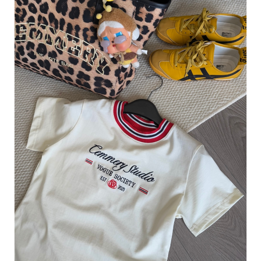 Áo Baby Tee CEMMERY Local Brand Chính Hãng Bloom Baby Tee Cotton 2 Chiều Cổ Dệt Màu Cream