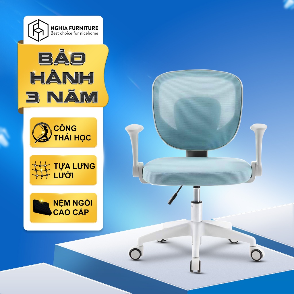 Ảnh Ghế chống gù cho bé Nghia furniture Ergo-Kid 01, thiết kế công thái học, nâng hạ, tay vịn gấp gọn, bảo hành 3 năm 2