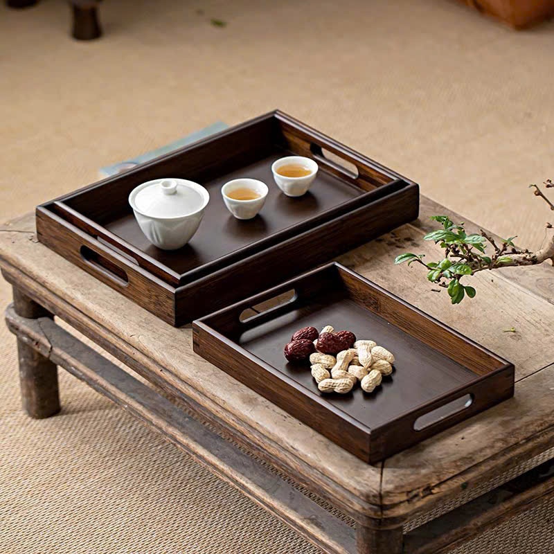 Ảnh Khay Gỗ Đa Năng Cao Cấp Có Tay Cầm VUADECOR Dày 4cm Dùng Để Bưng Bê Đồ Ăn Đồ Uống Nhà Hàng, Khách Sạn, Cafe 3